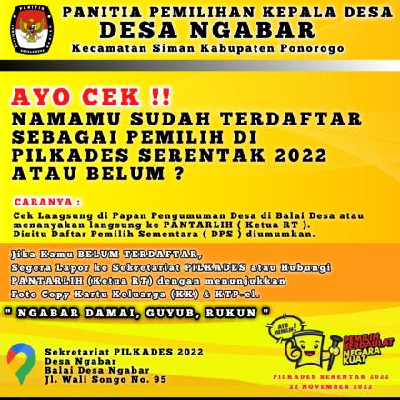 PENGUMUMAN DAFTAR PEMILIH SEMENTARA PILKADES DESA NGABAR